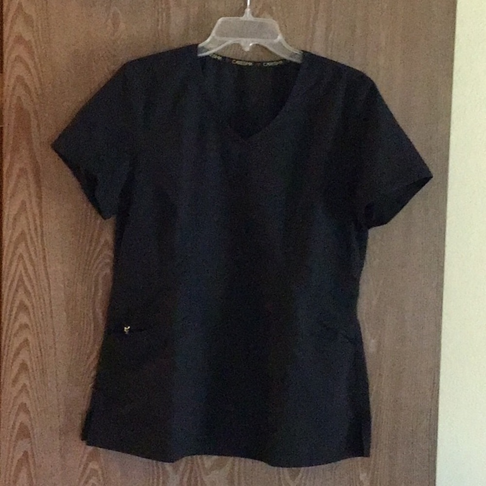 Black Short Sleeve V-Neck Scrub Top
